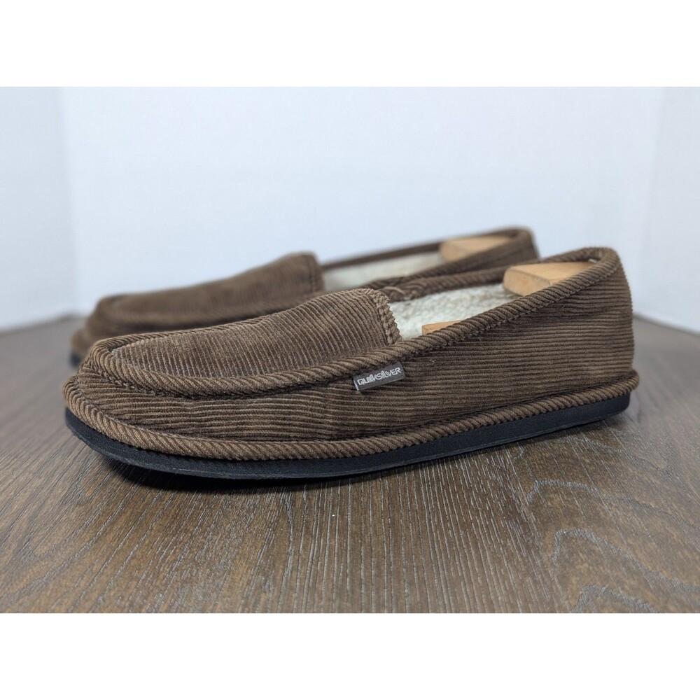 Quicksilver Corduroy House Shoes Slippers Mens 14 Brown Old School Leisurewear